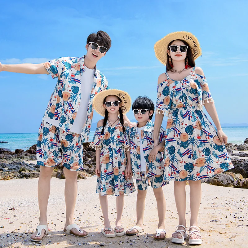 Plant Parent Clothing - ชุดครอบครัวสำหรับวันหยุด ชุดแม่ลูก ชุดรีสอร์ท ชุดพ่อลูก ชุดสองชิ้น ชุดคู่รักชายหาดสไตล์เกาหลี