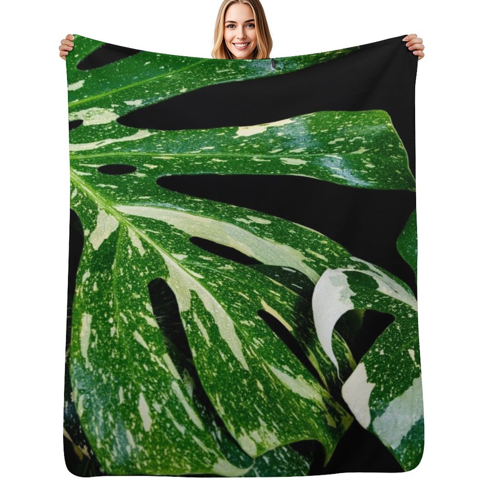 Monstera Thai Constellation - ผ้าห่มลายมอนสเตอร่า กลุ่มดาวไทย สั่งทำพิเศษ ของตกแต่งคริสต์มาส ผ้าห่มขนนุ่มบางเบา