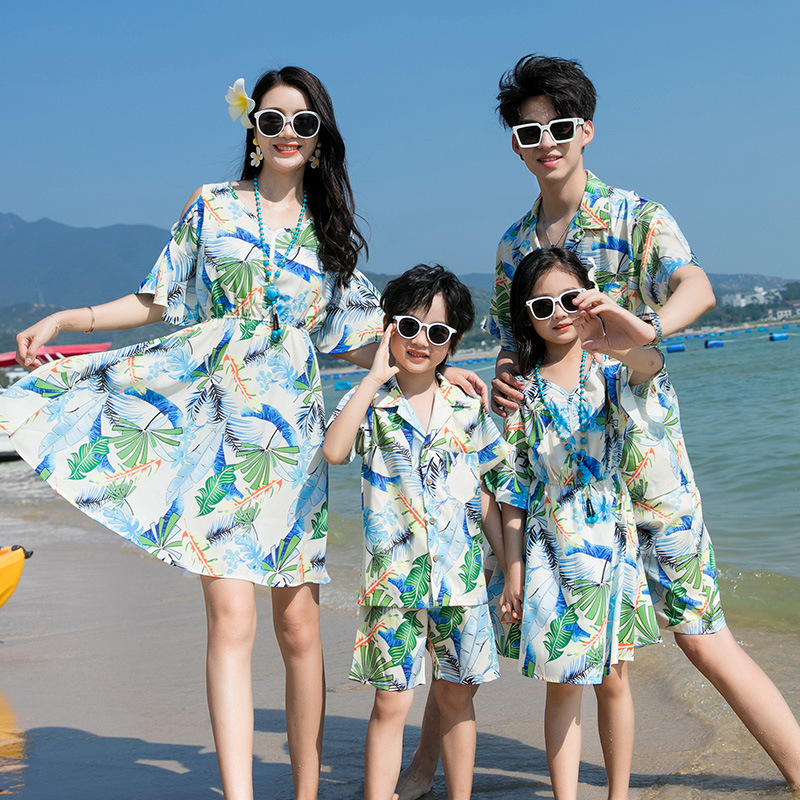 Plant Parent Clothing - ชุด2ชิ้นสำหรับวันหยุดพักผ่อนแบบคู่รักเสื้อผ้าสำหรับครอบครัวชายหาดชุดคู่กับลูกสาวแม่ชุดเดรสชายหาดสำหรับคุณพ่อลูกชาย